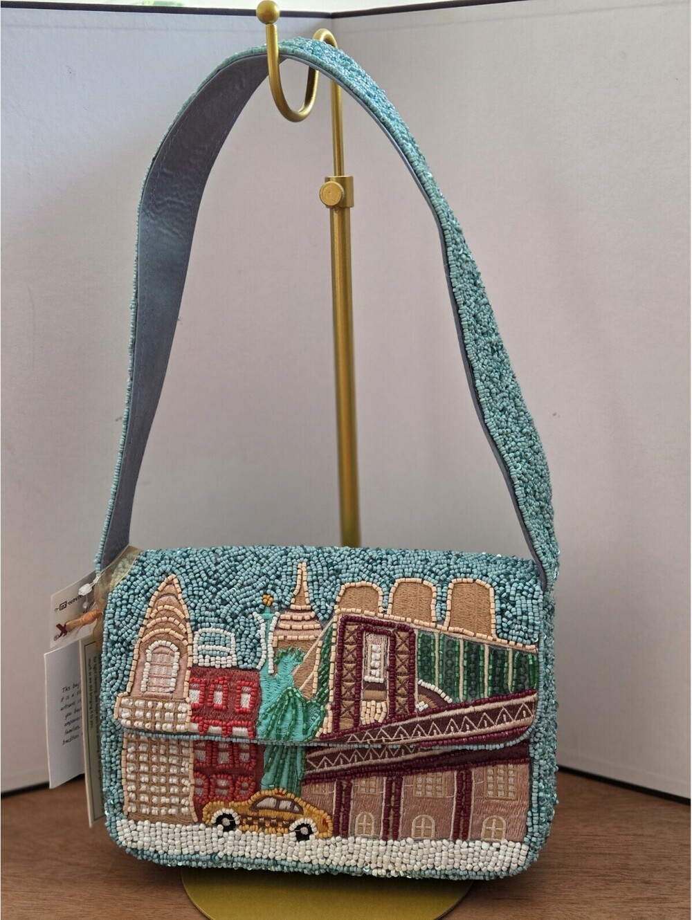 From India to You New York City Beaded Crossbody Bag Turquoise NYC Purse
